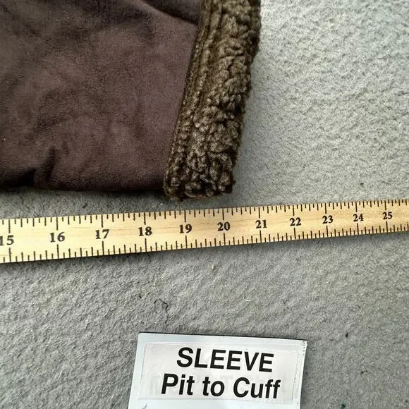 LL Bean BCT4 Faux Shearling Sherpa Long Coat Womens Large Brown Button - Picture 4 of 10